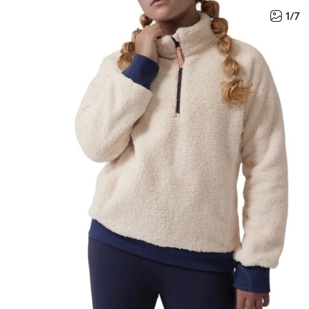 Athleta Girl So Snug Sherpa Half Zip Pullover Size M 8/10